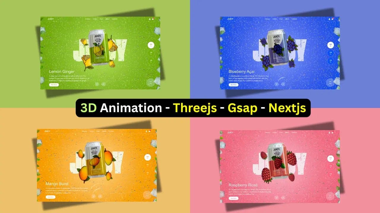 Free 3D Landing Page Template for Juice, Beverage, and Product Marketing Websites (Next.js + Three.js + GSAP)